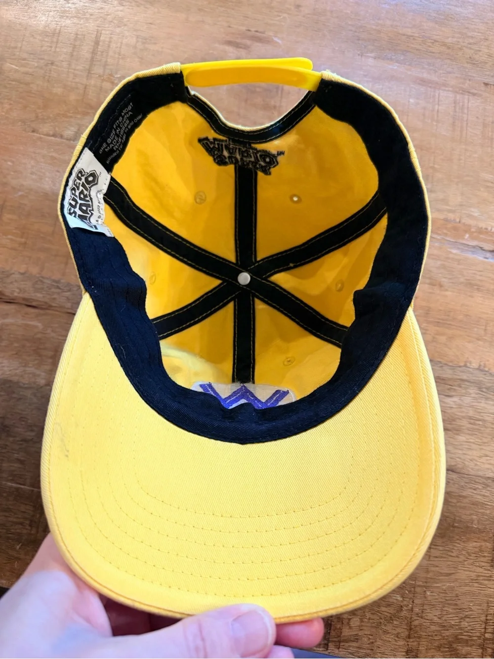 Nintendo super Mario Wario yellow hat with purple W adjustable